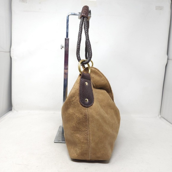 Henri Lou Womens Purse Brown Metallic Leather Hobo Slouch Large Shoulder Bag - Picture 3 of 11